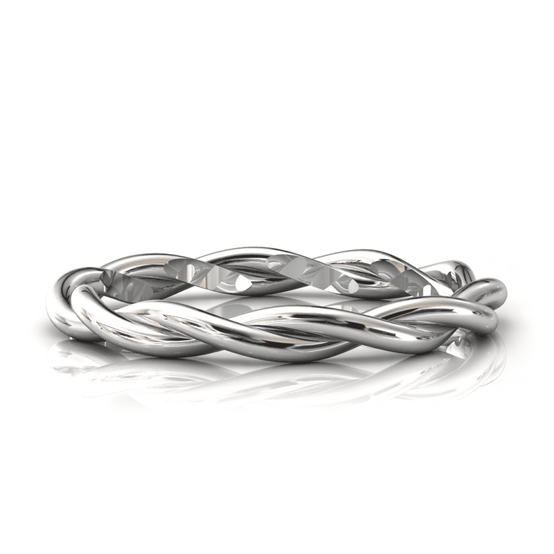 Bague entrelacée en or blanc palladié 750