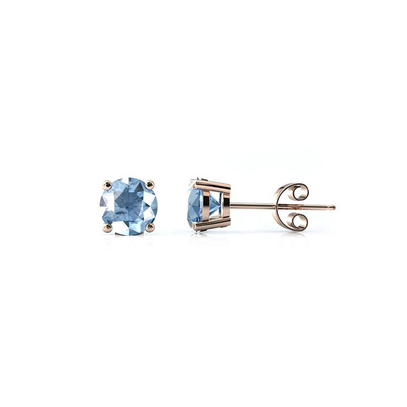 Boucles d'oreilles en or rose 750 serties d'Aigue-marine | Faventine Joaillerie en ligne française