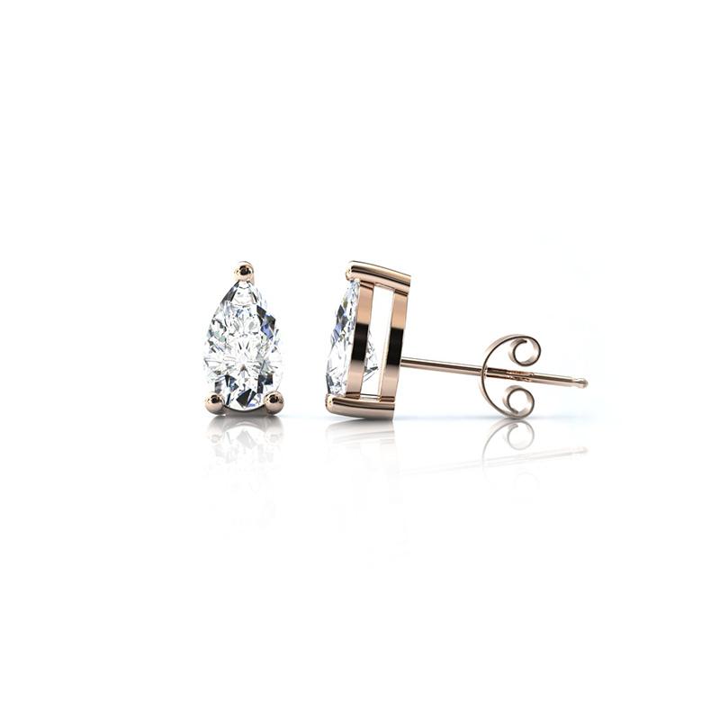 Boucles d'oreilles en or rose 750 serties de Diamant en poire | Faventine Joaillerie en ligne française