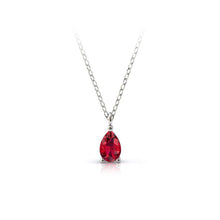 Charger l'image dans la galerie, Collier en or blanc palladié 750 serti d'un Rubis en goutte de 6x4 mm
