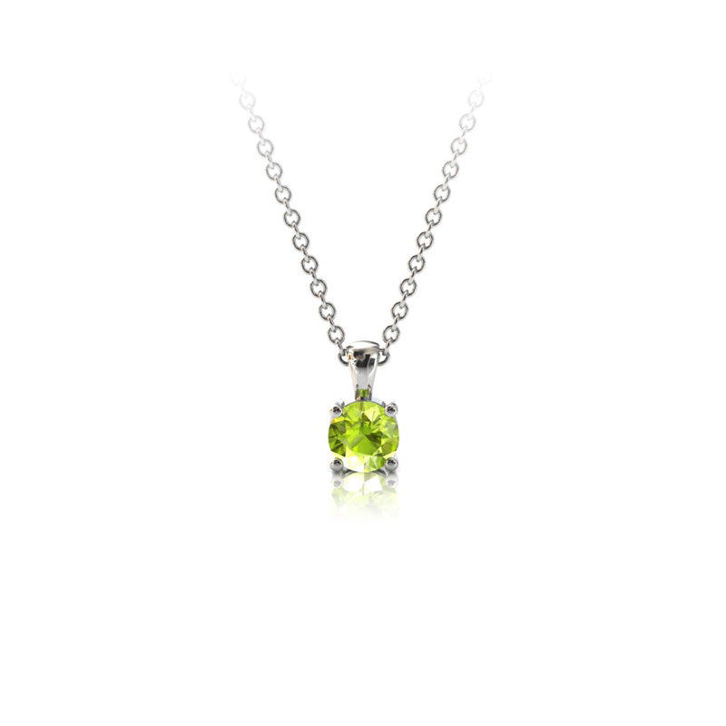 Collier en or gris palladié 750 sertie d'un Péridot de 3.5 mm