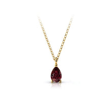 Charger l'image dans la galerie, Collier en or jaune 750 serti d'un grenat Rhodolite en goutte de 6x4 mm
