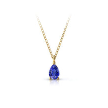 Charger l'image dans la galerie, Collier en or jaune 750 serti d'une Tanzanite en goutte de 6x4 mm
