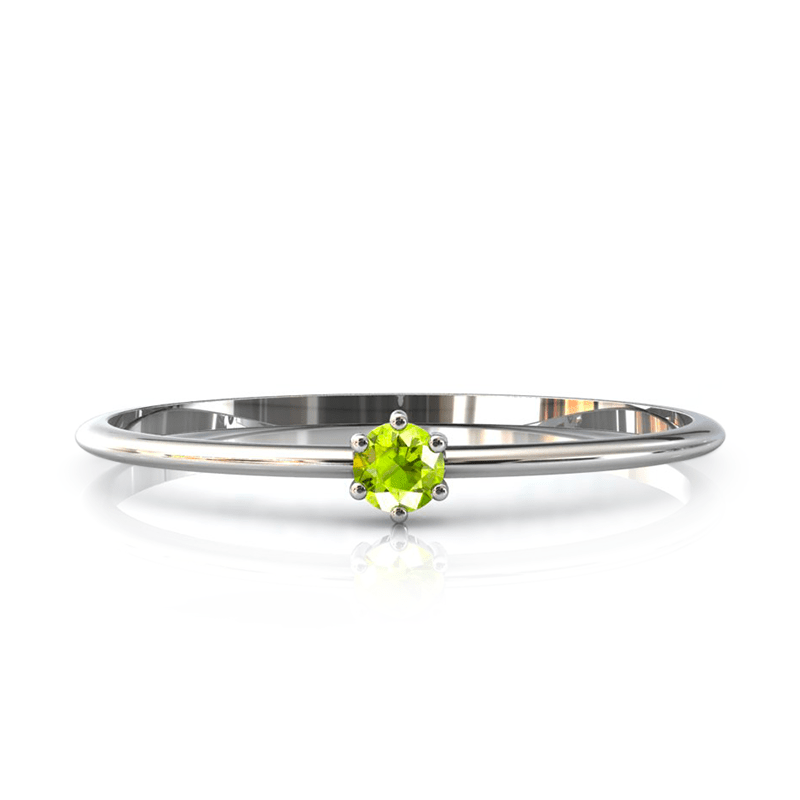 Mini solitaire en or blanc 750 serti d'un Péridot