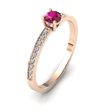 Charger l'image dans la galerie, Solitaire en or rose 750 serti d'un Rubis et empierré de 18 diamants
