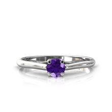 Charger l'image dans la galerie, Solitaire X en or blanc palladié 750 serti d'une Améthyste de 4 mm
