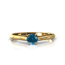 Charger l'image dans la galerie, Solitaire X en or jaune 750 serti d'une Topaze Blue London de 4 mm
