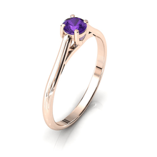 Charger l'image dans la galerie, Solitaire X en or rose 750 serti d'une Améthyste de 4 mm
