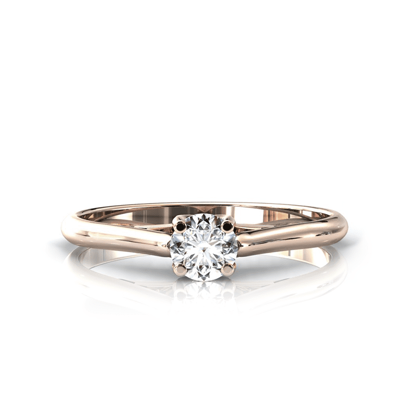 Solitaire X en or rose 750 serti d'un diamant de 4 mm