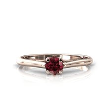 Charger l'image dans la galerie, Solitaire X en or rose 750 serti d'un grenat Rhodolite de 4 mm
