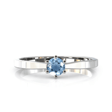 Charger l'image dans la galerie, Solitaire en or blanc palladié 750 serti d'une Aigue-marine de 4 mm

