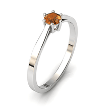 Charger l'image dans la galerie, Solitaire en or blanc palladié 750 serti d'une citrine de 4 mm
