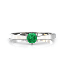 Charger l'image dans la galerie, Solitaire en or blanc palladié 750 serti d'une émeraude de 4 mm
