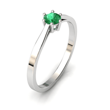 Charger l'image dans la galerie, Solitaire en or blanc palladié 750 serti d'une émeraude de 4 mm
