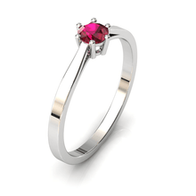 Charger l'image dans la galerie, Solitaire en or blanc palladié 750 serti d'un rubis de 4 mm
