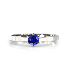 Charger l'image dans la galerie, Solitaire en or blanc palladié 750 serti d'une tanzanite de 4 mm
