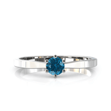 Charger l'image dans la galerie, Solitaire en or blanc palladié 750 serti d'une topaze de 4 mm
