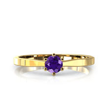 Charger l'image dans la galerie, Solitaire en or jaune 750 serti d'une amethyste de 4 mm
