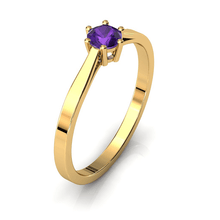 Charger l'image dans la galerie, Solitaire en or jaune 750 serti d'une amethyste de 4 mm
