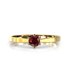 Charger l'image dans la galerie, Solitaire en or jaune 750 serti d'une rhodolite de 4 mm
