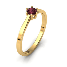 Charger l'image dans la galerie, Solitaire en or jaune 750 serti d'une rhodolite de 4 mm
