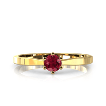 Charger l'image dans la galerie, Solitaire en or jaune 750 serti d'un rubis de 4 mm
