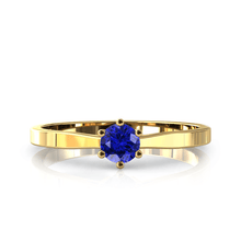 Charger l'image dans la galerie, Solitaire en or jaune 750 serti d'une tanzanite de 4 mm
