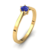 Charger l'image dans la galerie, Solitaire en or jaune 750 serti d'une tanzanite de 4 mm
