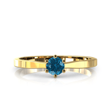 Charger l'image dans la galerie, Solitaire en or jaune 750 serti d'une topaze de 4 mm
