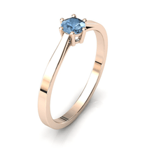 Charger l'image dans la galerie, Solitaire en or rose 750 serti d'une Aigue-marine de 4 mm
