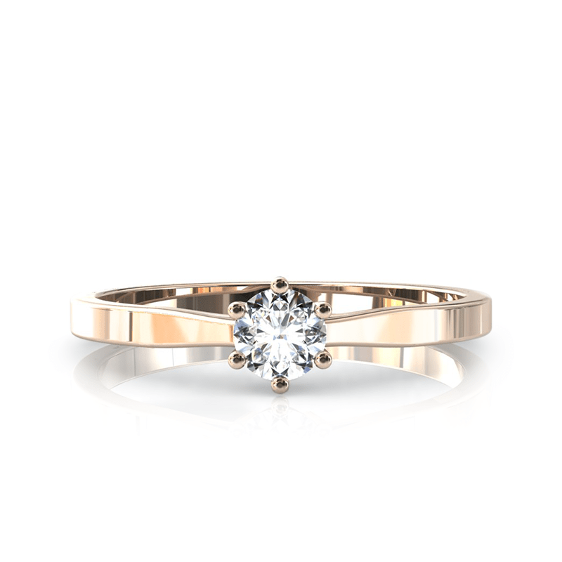 Solitaire en or rose 750 serti d'un diamant de 4 mm