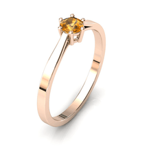 Charger l'image dans la galerie, Solitaire en or rose 750 serti d'un grenat Spessartite de 4 mm
