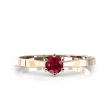 Charger l'image dans la galerie, Solitaire en or rose 750 serti d'un rubis de 4 mm

