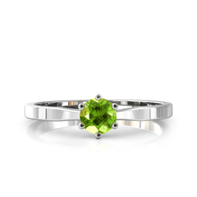 Charger l'image dans la galerie, Solitaire en or blanc palladié 750 serti d'un Péridot de 4,5 mm
