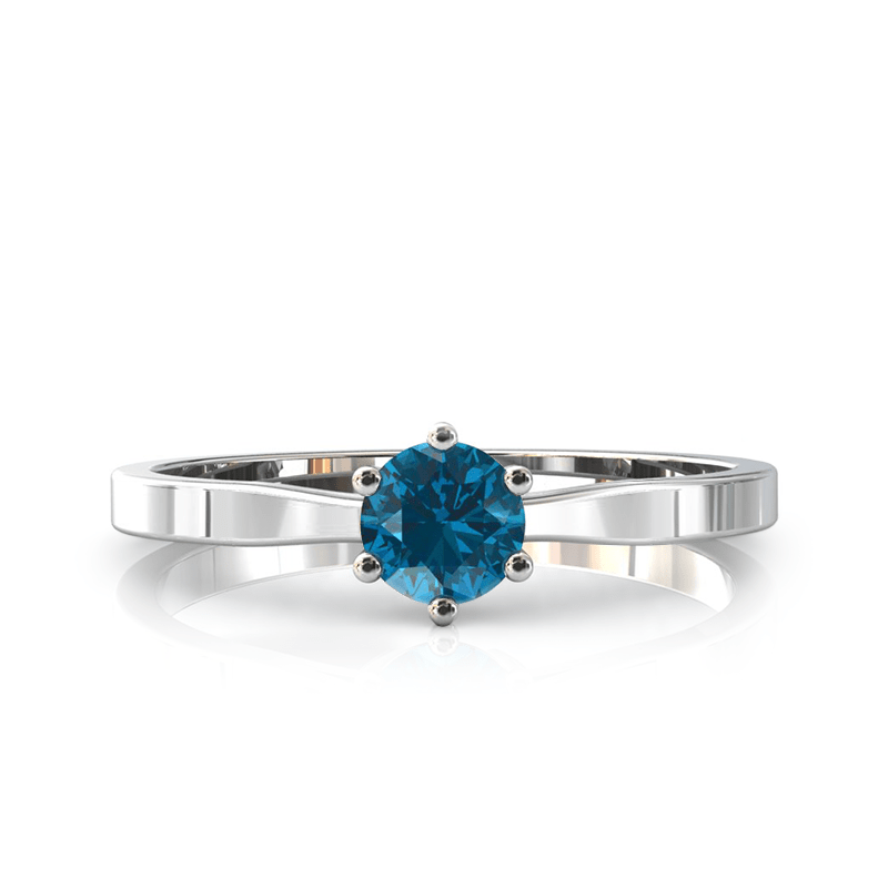 Solitaire en or blanc palladié 750 serti d'une topaze de 4,5 mm