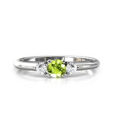 Charger l'image dans la galerie, Solitaire épaulé en or blanc palladié 750 serti d'un Péridot central de 4 mm

