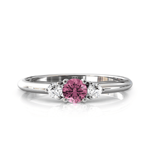 Charger l'image dans la galerie, Solitaire épaulé en or blanc palladié 750 serti d'une Tourmaline centrale de 4 mm
