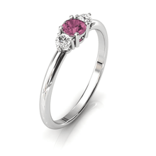 Charger l'image dans la galerie, Solitaire épaulé en or blanc palladié 750 serti d'une Tourmaline centrale de 4 mm
