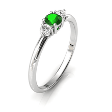 Charger l'image dans la galerie, Solitaire épaulé en or blanc palladié 750 serti d'un grenat Tsavorite central de 4 mm
