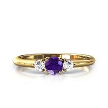 Charger l'image dans la galerie, Solitaire épaulé en or jaune 750 serti d'une Améthyste  centrale de 4 mm
