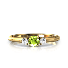 Charger l'image dans la galerie, Solitaire épaulé en or jaune 750 serti d'un Péridot central de 4 mm
