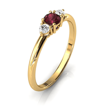 Charger l'image dans la galerie, Solitaire épaulé en or jaune 750 serti d'un Grenat Rhodolite central de 4 mm
