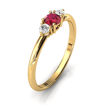 Charger l'image dans la galerie, Solitaire épaulé en or jaune 750 serti d'un Rubis central de 4 mm
