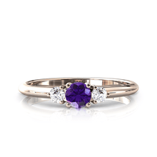 Charger l'image dans la galerie, Solitaire épaulé en or rose 750 serti d'une Améthyste centrale de 4 mm
