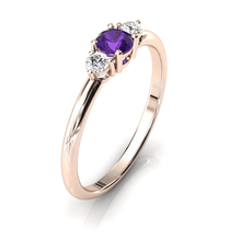 Charger l'image dans la galerie, Solitaire épaulé en or rose 750 serti d'une Améthyste centrale de 4 mm
