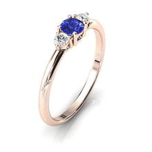 Charger l'image dans la galerie, Solitaire épaulé en or rose 750 serti d'une Tanzanite centrale de 4 mm
