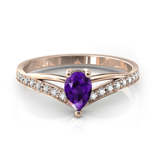 Charger l'image dans la galerie, Solitaire en or rose 750 serti d'une Améthyste en taille poire
